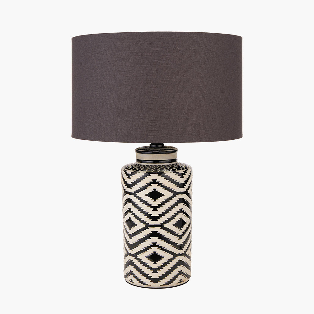 Chirala Black & White Tall Ikat Ceramic Table Lamp - Base Only